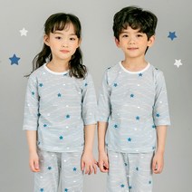 캐릭모아키즈 쟈가드 유아 아동 주니어 내의 내복 실내복 7부-스프라잎별-네이비