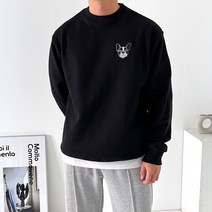 베럴댄나우 남녀공용 오버핏 불독 자수 기모 맨투맨