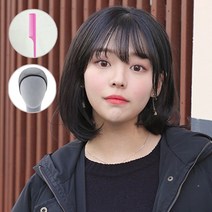 가발매니아 C컬단발 36cm반가발 (탄력고열사)+가발망1개+꼬리빗 1개, 내츄럴블랙