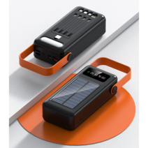 캠핑용 LED 조명 태양열 에너지 고속충전 비상응급 대용량 보조배터리 태양광+USB충전가능, 80000mAh, 블랙