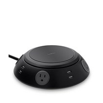 Belkin 벨킨 라운드 서지 프로텍터 - 4개의 콘센트 회의실 컴퓨터 데스크톱 등을 위한 6피트 헤비 듀티 플랫 플러그 확장 코드가 있는 고속 충전 USB-A 포트 8개 포함(1, 4 AC + 8 USB w/ Surge Protecti
