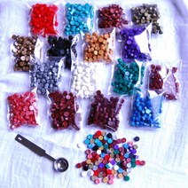 씰링왁스 만들기재료 22컬러 비즈왁스 100알 씰스탬프, 골드펄