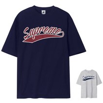 슈프림 M~5XL 오버핏 반팔티 남자 여자 5부 티셔츠_필기체 (빅사이즈)
