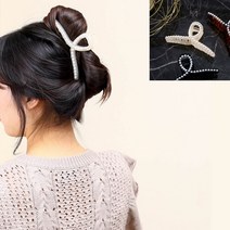 곡선 진주 큰사이즈 집게핀 아이보리 머리핀쇼핑몰 똥머리핀 여아리본핀 어린이머리핀 큐빅머리핀 초등학생머