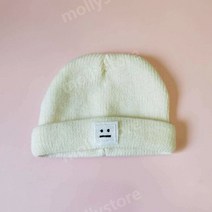 아이돌 인형옷 20cm 솜 인형 레인보우 니트 스웨터 멜빵 비니 목도리 무속성 솜뭉치, 20cm (인형x 옷만), 흰색 이모티콘 모자