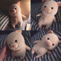 PKTOYS 말하는 I LOVE YOU 귀여운 오가닉 애착 봉제 안고자는 실눈 돼지 인형 크리스마스 선물, 벌거 벗은 돼지, 25cm