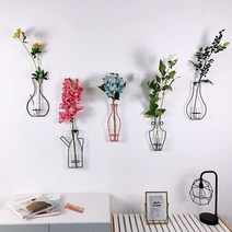 [투썬빌리지] 컬러 포인트 벽걸이 화병 3color(14type) - 조화 10style, 수국(핑크)