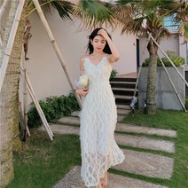 DFMEI 비치 스커트 해변 바캉스 오프닝 드레스 화이트 수술 깃털 나시 원피스