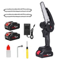 충전식 무선 소형 전기톱 전동톱 전동 체인톱 4/6/8/12/16인치 브러시리스전기톱, 4인치 2 배터리 + 2 사슬