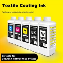 DTF 섬유 안료 잉크 Brother GTX/GTX PRO/GTX600 프린터용 직접 스프레이 코튼 코팅 방수 1000ML/병, 한개옵션1, 01 W