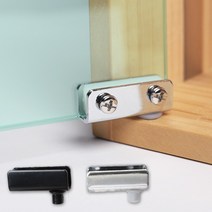 유리 경첩 장식장 유리문 힌지 가구 부속 무타공, 크롬(상+하)