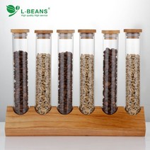 카페 커피 원두 유리 진열대 찻잎 샘플 디스플레이 커피콩 보관 유리병 다용도 생두 보관통, 6공 전시대