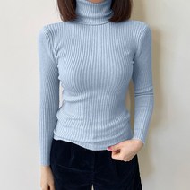 데일리앤 포이블 여성 슬림핏 이너 골지 터틀넥 니트