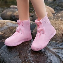 미끄럼방지 신발 방수커버 레인슈즈 신발 방수커버 장마 신발 장화 커버, 핑크, M 사이즈(34-36)