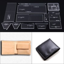 가죽공예 패턴 DIY 수제 비즈니스 짧은 지갑 바느질 아크릴 템플릿 1 세트 도안, 01 XBD-01 10x11x2cm