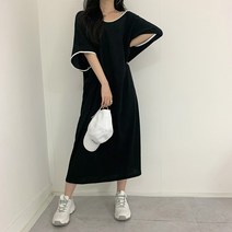 빅사이즈 당일출고! 120까지 민트초코 랍바 오버핏 반팔 박스 롱 원피스(821) 브이넥 면