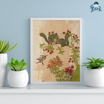 율아트 다람쥐 화조도 1 민화그리기 도안 본그림, 일반용지(얇은 백상지), 중형