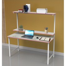 썬라이프 F3입식 1800 2단선반 학생 게이밍 DIY 철제 컴퓨터책상, 1800워시핑크