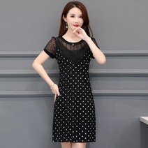 도트원피스 점프슈트 귀함 부인 작은 키 중년 왜소 엄마 여성 여름옷 신 유럽풍 뚱뚱한 오버핏 339006515
