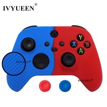 게임 액세사리 교체부품 IVYUEEN XBox 시리즈 S X용 무선 컨트롤러 전사 인쇄 보호 실리콘 케이스 스킨, Blue Red