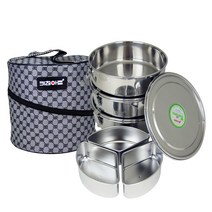 키친아트 에코 스텐레스 찬합 스테인리스용기, 원형 찬합3단-18CM, 1개, 1개