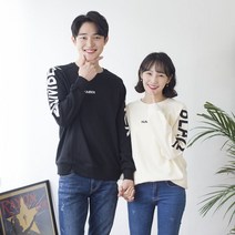 더블맨즈 커플시밀러룩 넘버 BLACK 커플맨투맨티