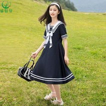 셀럽당 주니어용 여름 학원 원피스 소녀 반팔 원피스 여자 루즈핏 원피스