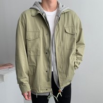 남자 라이트 필드 자켓 봄 가을 간절기 아우터 코디 면 포켓 레이어드 옷