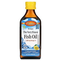 칼슨 Carlson 노르웨이산 피쉬 오일 레몬 맛 1600mg 200ml 6.7fl oz, 6.7 액상 온스