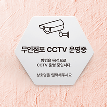 무인점포 CCTV 표지판, 디자인3, O, 핑크 / 5T 198x174mm