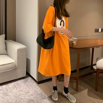 Yichuo 원피스 봄여름 티셔츠 스커트 오버사이즈 여성복