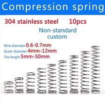 10pcs SS304 스테인레스 스틸 압축 스프링 두께 0.6mm 0.7m 가정용 유지 보수 도구 하드웨어 액세서리 미니, [02] 10mm, [02] 0.7mm, [02] 5mm