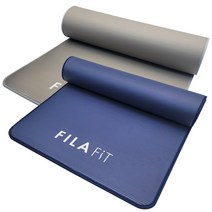 휠라 NBR 와이드 파이핑 요가매트 15mm 홈트 헬스 필라테스 스트레칭 홈트레이닝 층간소음, 네이비