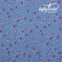 바이핸즈 면20수 피드색 꽃무늬 패브릭 퀼트 원단 - 1/2yd, 2.베리-블루