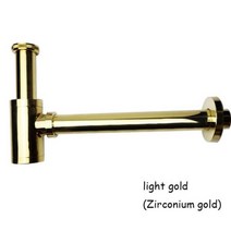 배관 P트랩 세척 파이프 욕실 싱크 트랩 블랙브러시드 골드크롬 황동 바디 세면대 폐기물 배수구 벽 연결, light gold