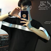 TZQW 흠광지성 하복 루즈핏 남 티셔츠 5부 반팔 티셔츠