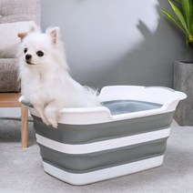 강아지 고양이 스파 반려동물 목욕탕 접이식 애견욕조, 힐링열쇠 화이트그레이