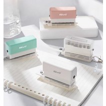 6홀 미니 펀칭기 학습지 바인딩 셀프제본 타공기, 핑크 종이칼 4개 일체형 블레이드 6홀링 포함