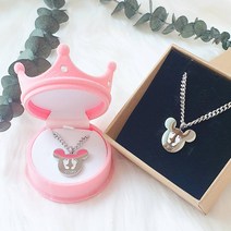 [1+1] 샤이니유 발도장미아방지목걸이 써지컬스틸 케이스증정, 원형 (팔찌) 16+3cm, 미키형 (목걸이) 45+3cm