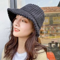 버킷햇 코르듀이 코튼 여행 골덴 여자 데일리 모자