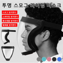 방호용 렌즈 마스크 페이스 고글마스크 김서림 투명방호마스크, 푸른 색*2