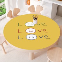 스마일 방수 PVC 테이블보 식탁 책상 원형 테이블 매트 실리콘 5종, 원직경135cm, D