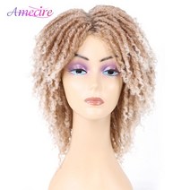 머리땋는기계 헤어소품 머리땋기 아프로 컬리 드레드락 가발 숏 트위스트 합성 브레이드 옴브레 인조 흑인, 04 27613_01 6inches