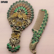 러시안 화장 거울 탁상형 손잡이 접이식 거울 핸디 공작 모조 구리, 오픈세트(청)