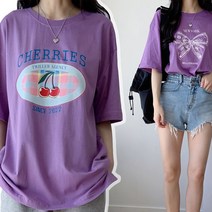 면 트윌러 체리 리본 여성 데일리 여름 반팔 티셔츠