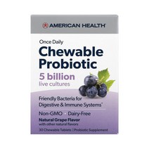 American Health 원스 츄어블 프로바이오틱 천연 포도 50억 CFU 츄어블 30정 Probiotic, One Color, One Size
