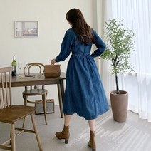 치코엘라 - 느레나 셔츠 데님 롱원피스