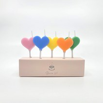 보니스유 하트초(5개입) 귀여운 생일 파티 케이크 초 캔들, 1세트, 파스텔