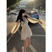 흰원피스 페플럼 브이넥 봄옷 2022 년 티 멈추다 프렌치 첫사랑 작은 키 4760758315