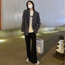 여성 정장 캐주얼 자켓 베이직 재킷 오버핏 루즈핏 투버튼 데일리룩